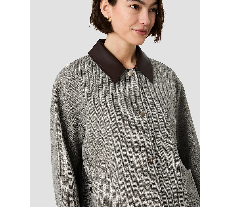 French Connection Women's Speckled Herringbone Cropped Jacket