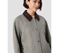 French Connection Women's Speckled Herringbone Cropped Jacket