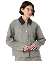 French Connection Women's Speckled Herringbone Cropped Jacket