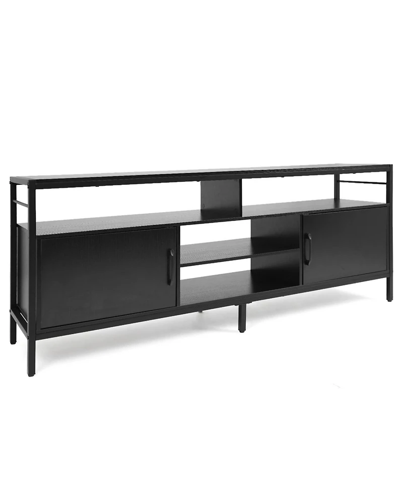 Slickblue 58 Inch Industrial Tv Stand with Cabinets and Adjustable Shelf for TVs up to 65 Inch-Rustic Brown