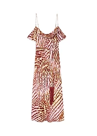 Whistles Women's Orchid Print Scarf Midi Dress