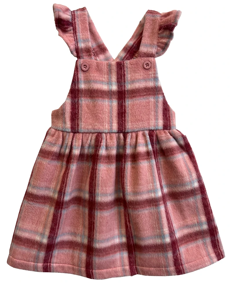 Blueberi Boulevard Girls' 2T-6X Long-Sleeve Top and Plaid Jumper Dress Matching Bow Headband, 3-Piece Set