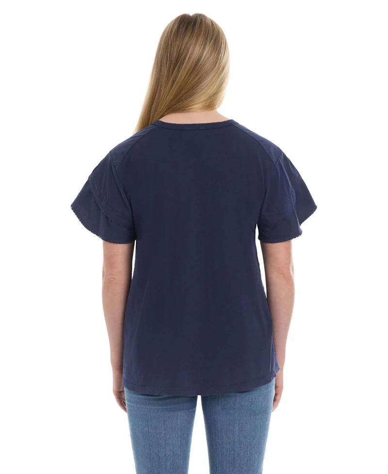 Wilt Women's Ruffle Short Sleeve Tee