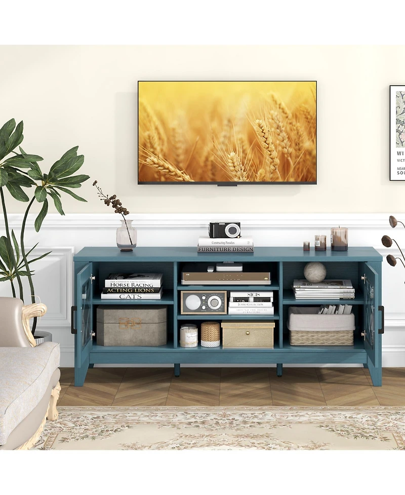 Slickblue Farmhouse Tv Stand for TVs up to 65 Inch with 4 Adjustable Shelves