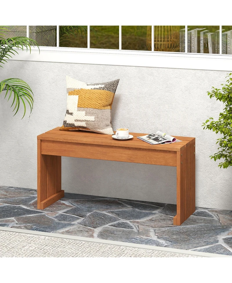 Slickblue Outdoor Garden Bench for 2 People with Wood Frame and Slatted Seat
