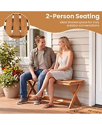 Slickblue Set of 2 Wooden Patio Bench for 2 People with X-Shaped Legs and Slatted Seat