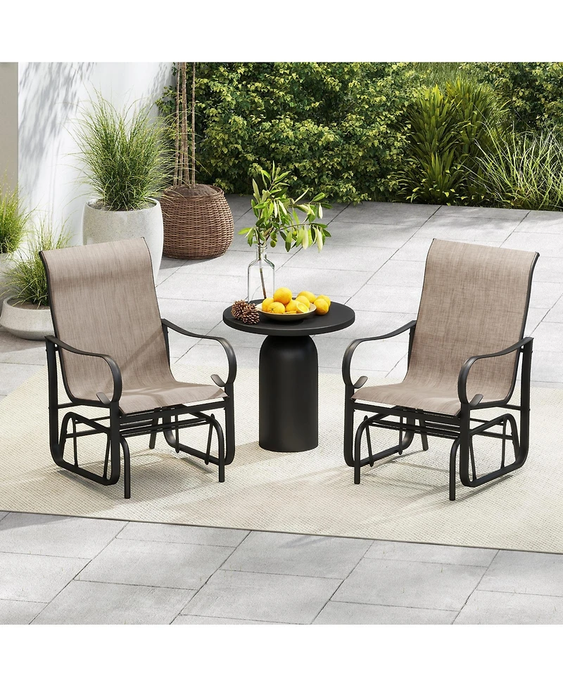 Slickblue Patio Glider Chair Set of 2 with Metal Frame and High Back Support-Mix