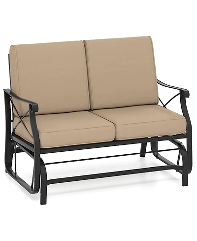 Slickblue Patio Loveseat Glider Chair with Thick Cushions and Metal Frame