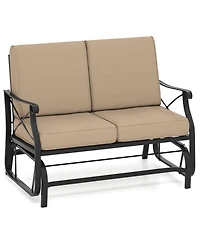 Slickblue Patio Loveseat Glider Chair with Thick Cushions and Metal Frame