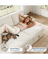 gaomon Modular Sofa with Storage, 107" Sleeper Sofa Bed Sectional Cloud Couch
