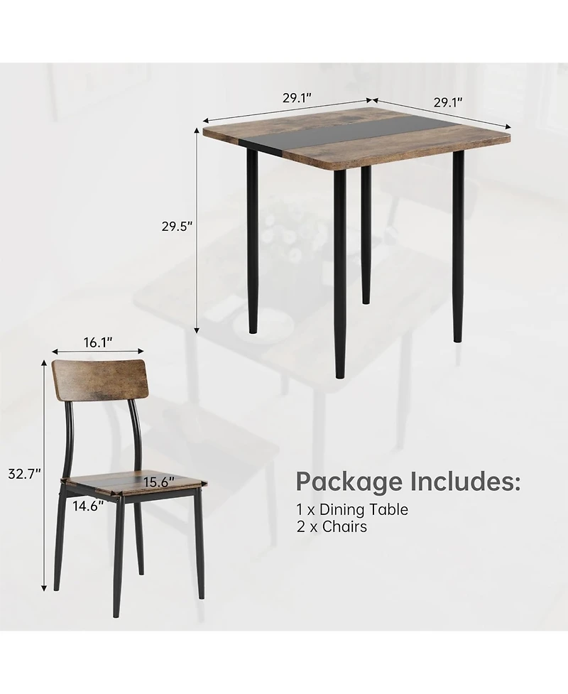 gaomon Dining Table Set, Metal Frame and Mdf Board, Two-Tone Splicing Design