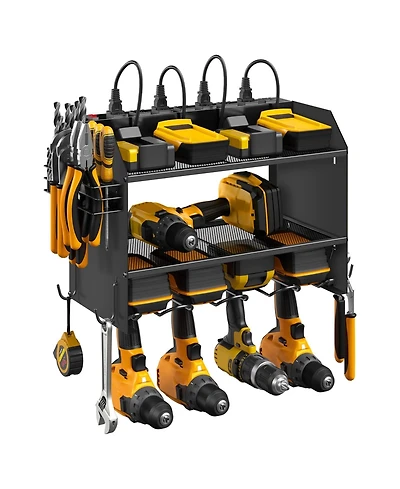 Xdovet Power Tool Organizer Wall Mount Charging Station 8 Outlet Rack Holder