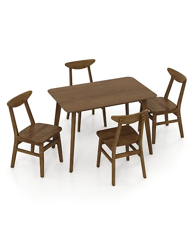 Slickblue Compact 5-Piece Wooden Dining Table Set with Chairs for Kitchen or Dining Room