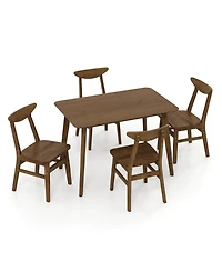 Slickblue Compact 5-Piece Wooden Dining Table Set with Chairs for Kitchen or Dining Room