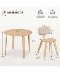 Slickblue Compact 3 Piece Dining Set with Rubber Wood Table and Cushioned Chairs