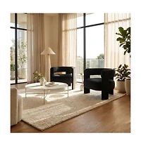 Clihome Modern Velvet Accent Chair with Metal Frame, Plump Upholstered Armchair for Living Room, 300lbs