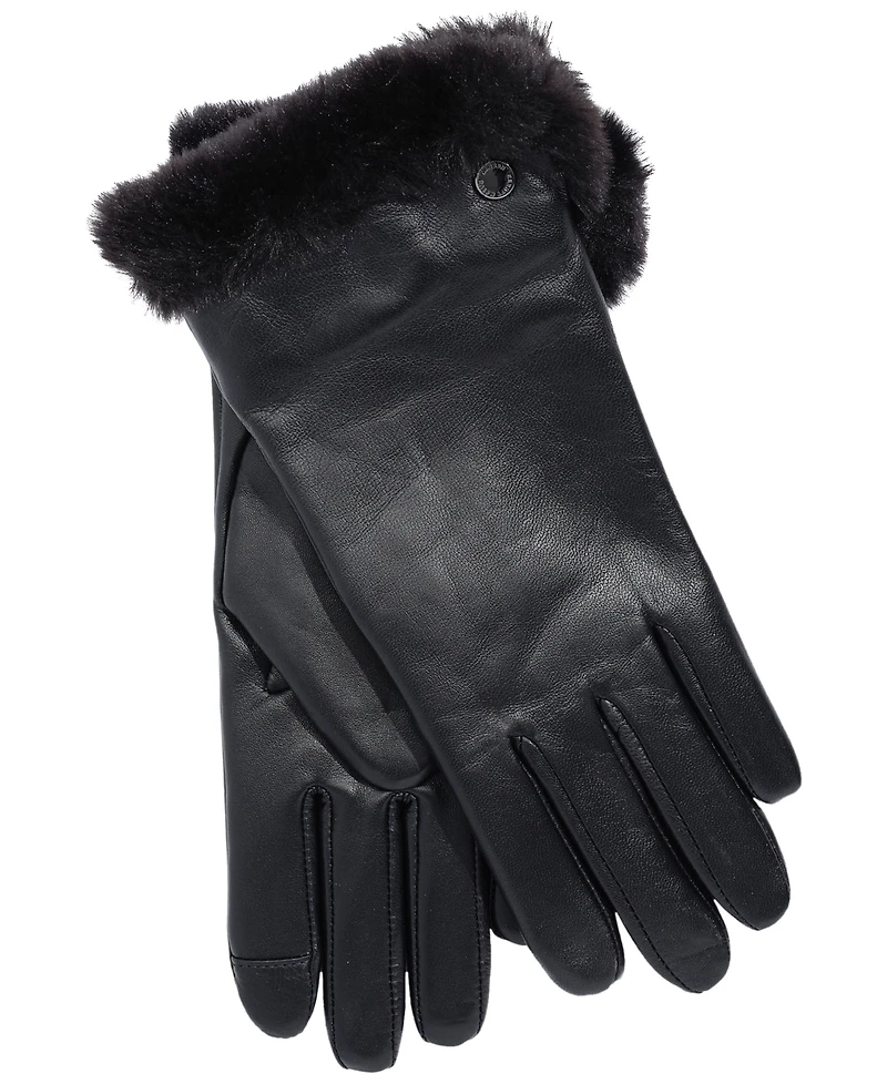 Lauren Ralph Women's Plush Lined Leather Gloves