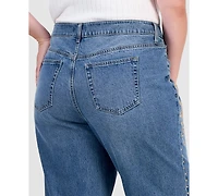 And Now This Trendy Plus Embroidered Studded Jeans, Macy's Exclusive