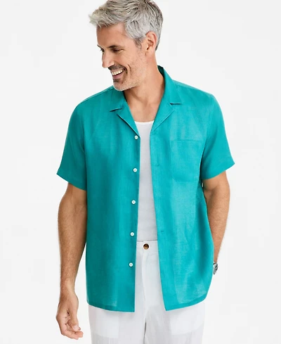 Club Room Men's Short-Sleeve Camp Collar Linen Shirt, Macy's Exclusive