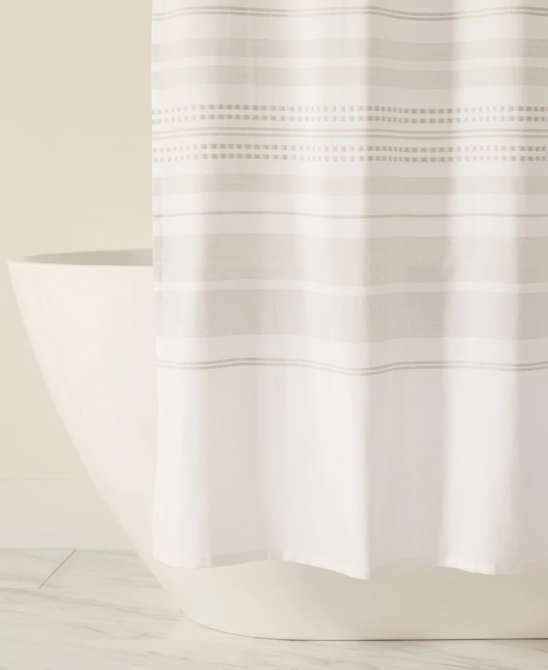 ienjoy Home Cotton Blend Striped Shower Curtains, 72" x