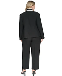 Karl Lagerfeld Paris Plus One-Button Reverse Lapel Banded Blazer