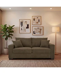 Rainsken Loveseat Sofa, with 2 Throw Pillows, Comfortable Upholstered Couch, Textured Fabric, for Living Room, Apartment, Office, Easy Assembly