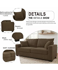 Rainsken Loveseat Sofa, with 2 Throw Pillows, Comfortable Upholstered Couch, Textured Fabric, for Living Room, Apartment, Office, Easy Assembly