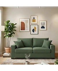 Rainsken Loveseat Sofa, with 2 Throw Pillows, Comfortable Upholstered Couch, Textured Fabric, for Living Room, Apartment, Office, Easy Assembly