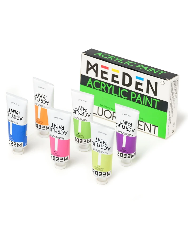Meeden Acrylic Paint, 6 Colors Acrylic Paint Set, Pro Tubes, Rich Pigments Non-Toxic Neon Paint, Art and Craft Paints