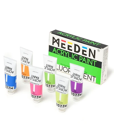 Meeden Acrylic Paint, 6 Colors Acrylic Paint Set, Pro Tubes, Rich Pigments Non-Toxic Neon Paint, Art and Craft Paints