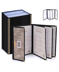 Yescom 30 Pcs Menu Covers 8.5x11" 4 Page 8 View and 4.25x11" Half Page Wine List
