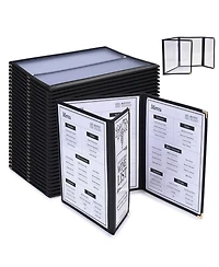 Yescom 30 Pcs Restaurant Menu Covers Trifold for 8.5x11" 3 Page 6 View and 4.25x11" Half Page for Wine List Drink cafe Bar