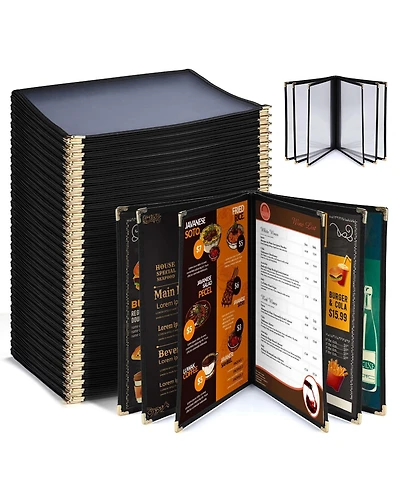 Yescom WeChef 30 Pack Menu Covers 8.5 x 11" Book Style 6 Pages 12 Views Restaurant Cafe