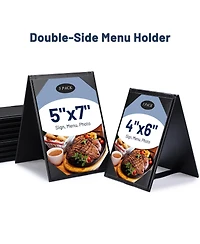 Yescom 5"x7" Table Tent Menu Holders 2 Side A Frame Pu leather Drink Dessert for Restaurant Bar 5 Pack