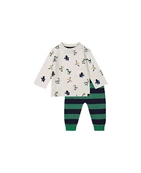 Deux par Toddler (2T to 5T) Cotton T-Shirt and Fleece Pant Set Dinosaur Print