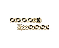 Rachel Glauber Bold Men's 14K Gold Plated Black Enamel Link Chain Bracelet