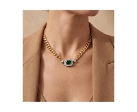 Rachel Glauber Unique 14K Gold Plated Brilliant Cz Link Chain Necklace