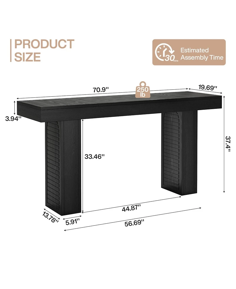 Tribesigns 70.9" Extra Long Bar Table, Counter Height Pub Table with Sturdy Pedestal Base, Modern Rustic Rectangular