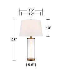 360 Lighting 26" High Cylinder Country Cottage Table Lamps Set of 2 Fillable Glass Living Room Bedroom
