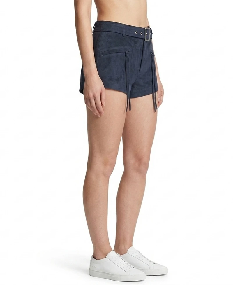 Blank Nyc Women's Midnight Drift High-Rise Suede Shorts
