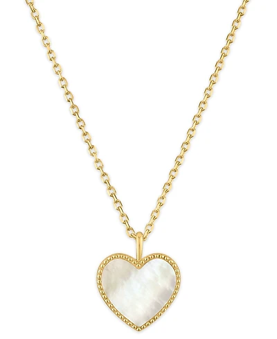 Macy's Imitation Pearl Heart Pendant Necklace in 14k Gold Over Sterling Silver