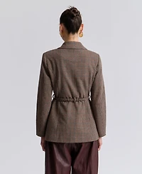 Avec Les Filles Women's Notch Lapel Collar Belted Blazer