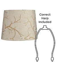 Springcrest Set of 2 Drum Print Lamp Shades Plum Flower Medium 12" Top x 14" Bottom x 11" High Spider Harp Finial Fitting
