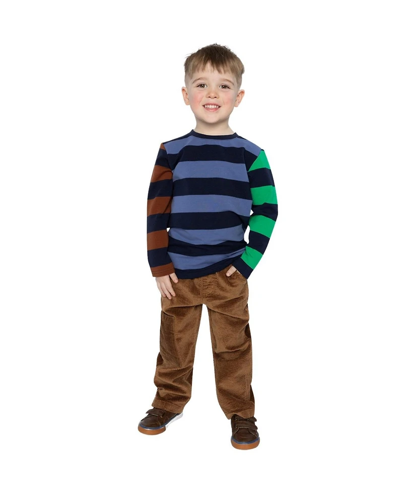 Deux par Little and Big Boy Large Striped Long Sleeve T-Shirt