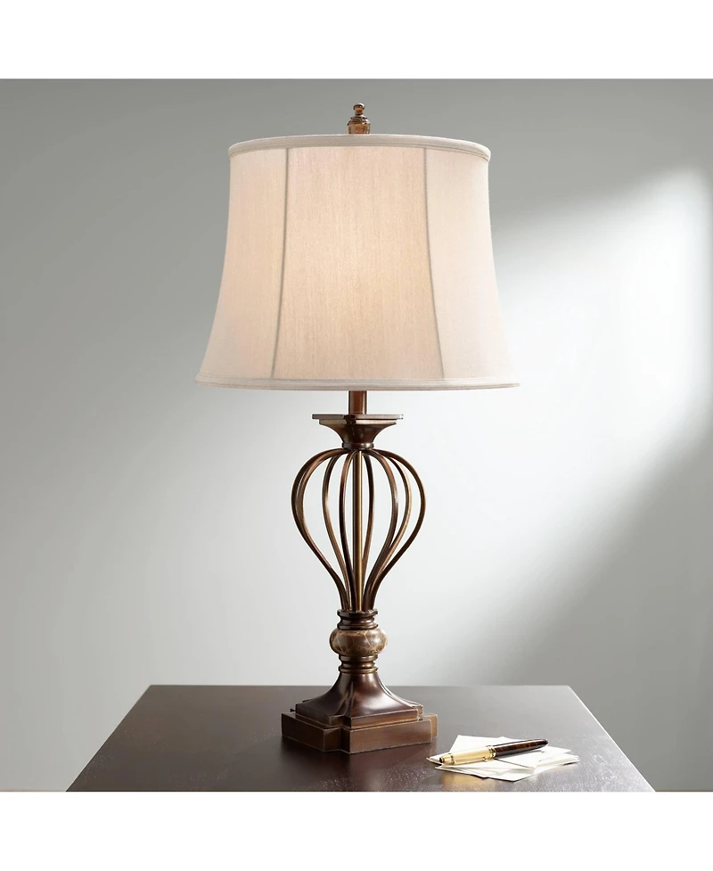 Kathy Ireland Villa Roma Traditional Table Lamp 29 1/2" Tall Dark Bronze Drum Shade for Bedroom Living Room Bedside Nightstand Office Kids
