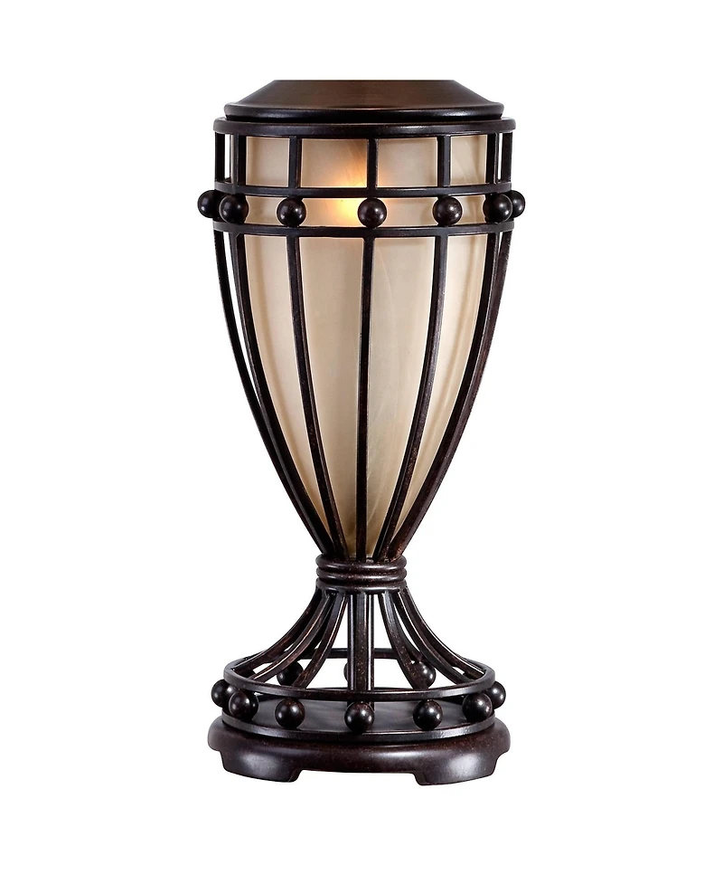 Franklin Iron Works Traditional Table Lamps 33" Tall Set of 2 with Nightlight Brushed Iron Urn Fabric Shade for Living Room Bedroom