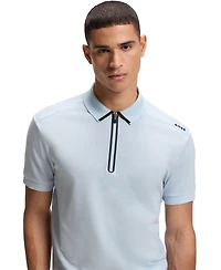 Boss by Hugo Men's Waffle Jacquard Zip-Neck Polo Shirt
