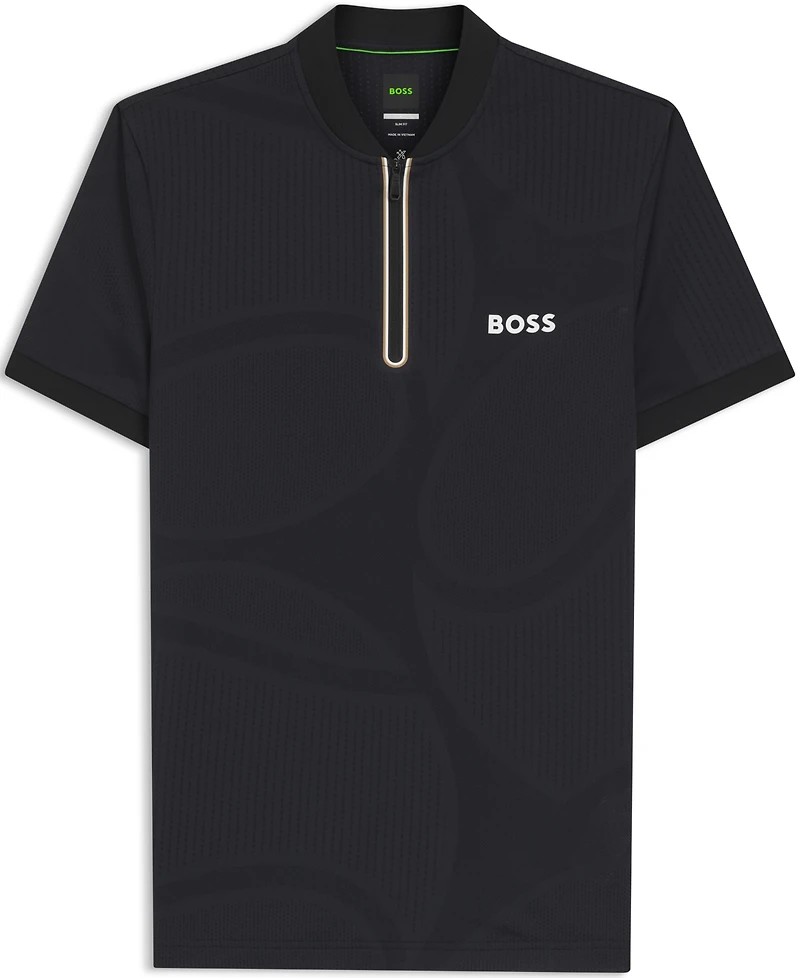 Boss by Hugo Men's Moisture Management Zip-Neck Slim-Fit Polo Shirt