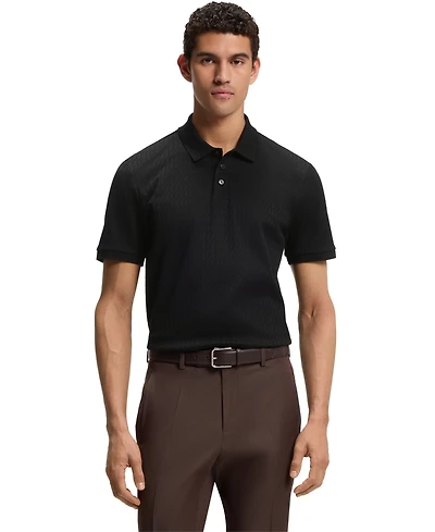 Boss by Hugo Men's Geometric Jacquard Cotton Polo Shirt