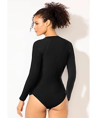 Swimsuits for All Women's Chlorine Resistant Quick-Dry Long Sleeve Swim Rash Guard